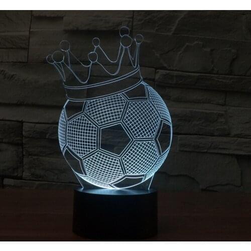 Football 3d Lamp Crown Creative Electronic Products 3d Nightlight Acrylic Energy-saving Gradual Table Usb Led Light