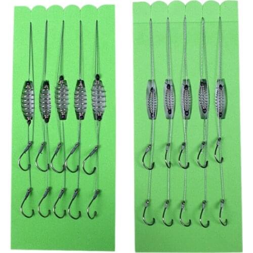 5 Pcs/Set Double Hook Fishing Line Barbed Carp Hooks Bait Feeder Spring Fish Line Hook Fishing Tools