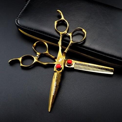 6.0 Sale Damascus Japanese Hair Scissors Sharp Hairdressing Scissors Shears Hairdresser Shaver Haircut Scissors Golden
