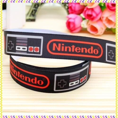 7/8'' Free shipping nintendo printed grosgrain ribbon hairbow headwear party decoration diy wholesale OEM 22mm P4876