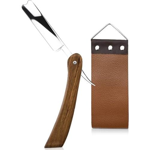 Straight Razor,Wooden Straight Edge Razor for Man Stainless Steel Manual Straight Razor Kit Cutthroat Rosewood Razor