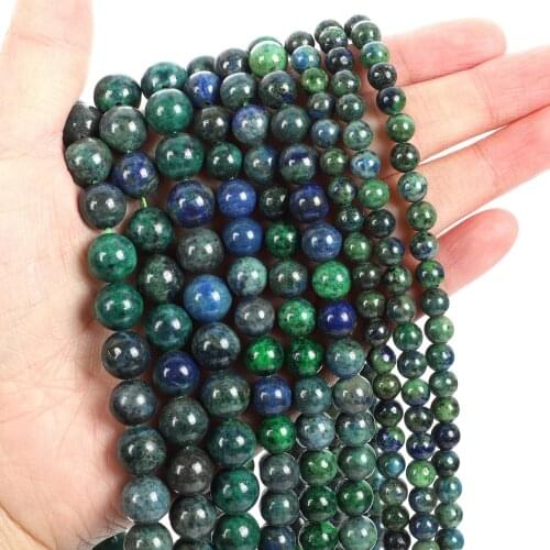 Natural Stone Phoenix Lapis Charm Round Loose Beads For Jewelry Making Needlework Bracelet Diy Strand 4-12MM