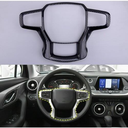 ABS Carbon Fiber Style Black Inner Steering Wheel Decorative Cover Trim Frame Fit For Chevrolet Blazer 2019 2020