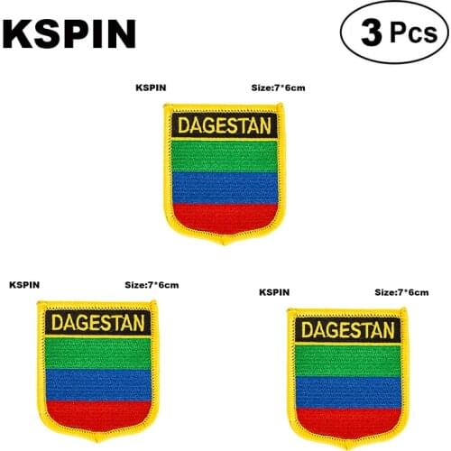 Dagestan 1 Shiled Shape Flag Patches National Flag Patches For Cothing DIY Decoration