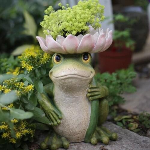 Decor Frog & Summer Garden Decoration Ornaments Landscape & Creative Gift Resin Yard Statue Bird Feeder JS22