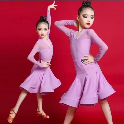 Kids Latin Practice Dance Wear dress costumes Clothing Competition Outfits Children Ballroom Salsa dancing dress clothes DL6685