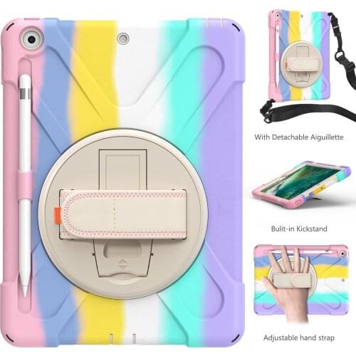 Kids Protective Case for Ipad 9.7 2017 2018 Mini 4/5 360Rotation Hand Strap Silicon Cover for Ipad 10.2 7th 8th Tablet Shell