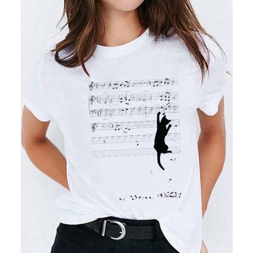 Graphic T Shirt for Women Cat Cartoon Pet Funny Cute Printing 90s Print Lady T-shirts Top Womens Ladies Female Tee T-Shirt