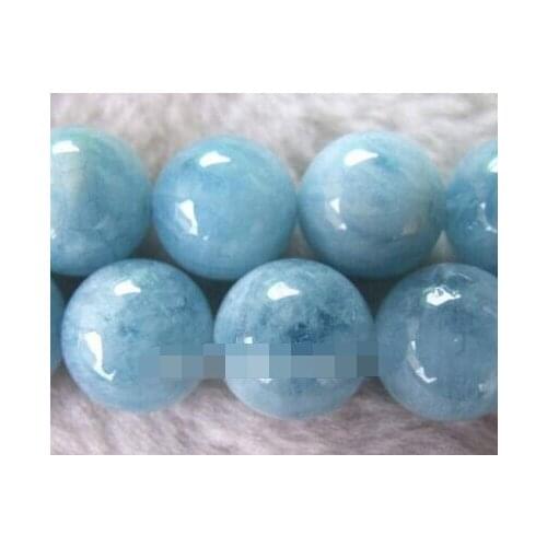 Huij 00710 14mm Natural Aquamarine Round Beads 15.5