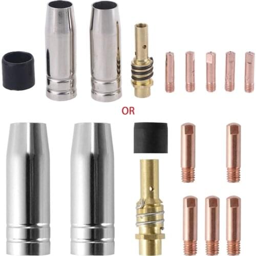 X7AB 9Pcs/Set 15Ak Mig/Mag Welding Nozzle Contact Tips 0.8X25Mm M6 Gas Connector Holder Set Replacement AD068
