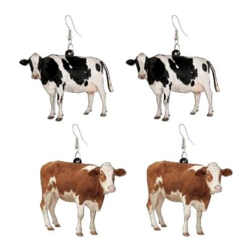 Exaggerated printing acrylic cow earrings in Europe and America