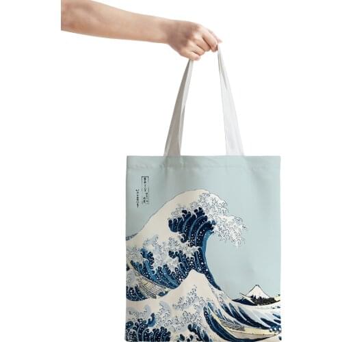 Fashion Cotton Bags Canvas Tote Shopping Beach Bag Paint Pattern Womens Hand Bag Handbags Lunch Box Bags Oil Painting Carry Bag