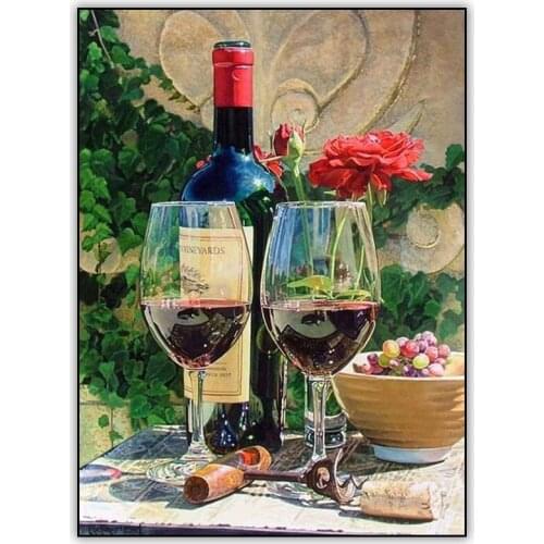 5d DIY Diamond Painting Kit Red Wine Goblet Picture Crystal Mosaic Full Drill Square / Round Daimond Painting Embroidery Tools