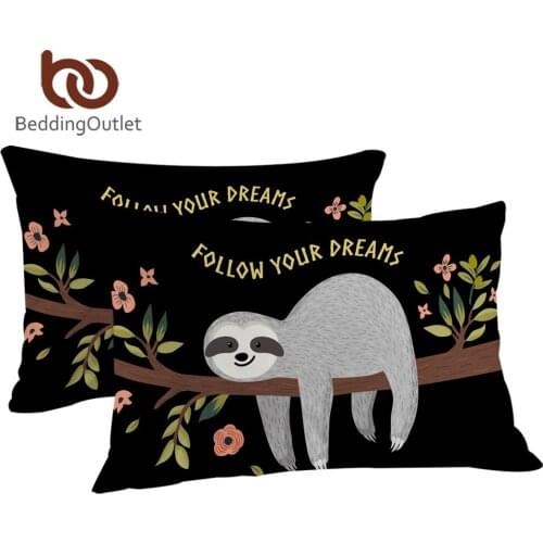 BeddingOutlet Folivora Pillow Cases Smiling Sloth Microfiber Cases Tree Leaf Pillowcases Floral Cartoon sabanas 50cmx90cm