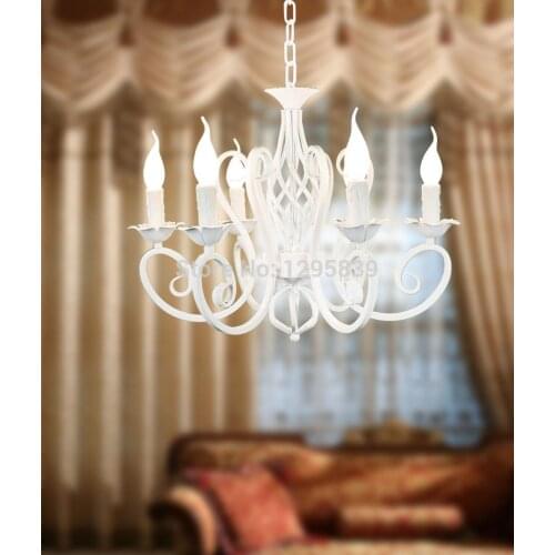 Multiple Chandelier Pendant lamp white candle creative pastoral simplicity bedroom room lighting white lamps ZX86