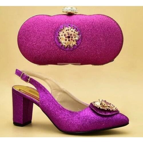 New Nigerian Party Shoe and Bag Sets Decorated with Appliques Sales In Women Matching Shoes and Bag Set Bag and Shoes Set Italy