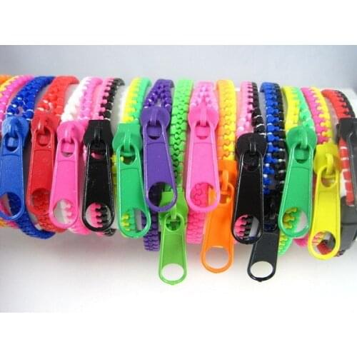 Wholesale 50pcs/lot Neon HARAJUKU Zipper Personalized Bracelet Wristband Zip Bracelet Accessories Mix Colors For Boy Girls
