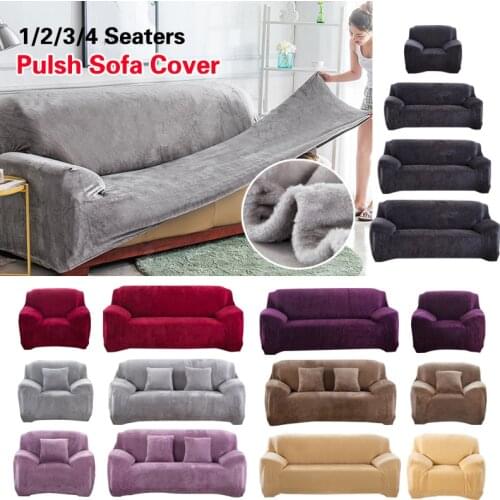 Plush Sofa Cover Stretch Solid Color Thick Slipcover Sofa Covers for Living Room Pets Chair Cover Cushion Cover Sofa Towel 1PC