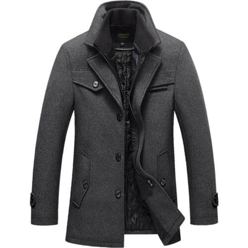Drop shipping New Winter Wool Coat Slim Fit Jackets Mens Casual Warm Outerwear Jacket Autumn Coat Men Coat Size M-4XL