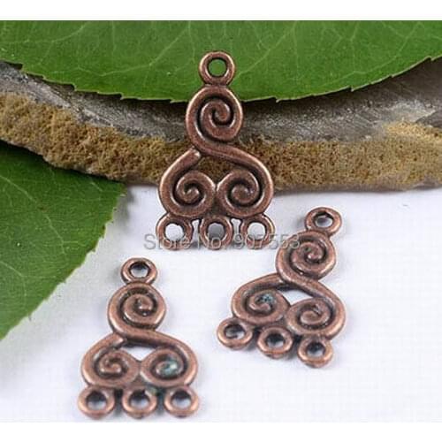 20pcs antiqued copper tone spiral link connector findings
