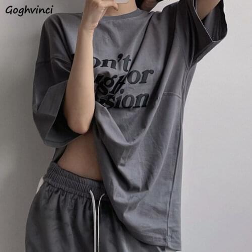 Retro Letter Printing T-shirts Women Oversize BF Couples Short Sleeve Tops Baggy Cozy Hip-pop Harajuku Street Tshirts Female Hot