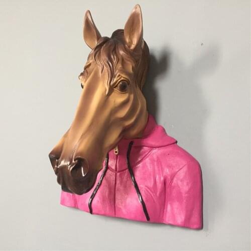 Wearing An Orange Pink Sweater Home Animal Horse Statue Decor Accessories Resin Sculpture Room Wall Decor Ornament Xmas Gift