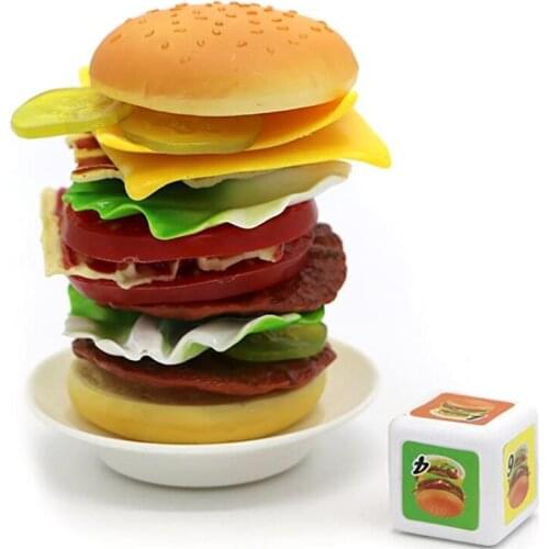 Childrens Fun Parent-child Game Jengaile Toys Simulation Hamburger Interactive Game Layered Balance Toy For Baby Kids Gift Toy