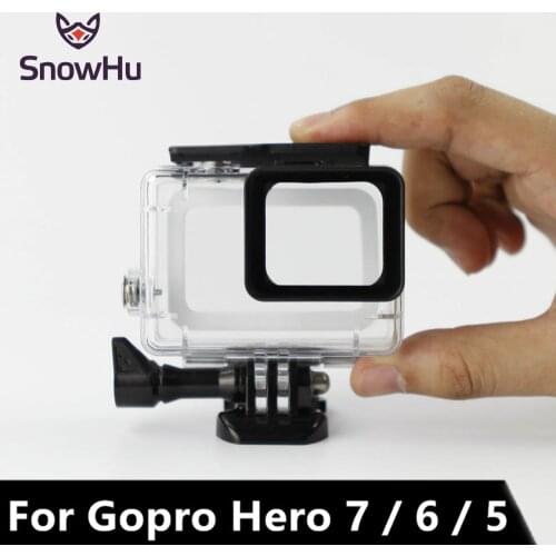 SnowHu 45m Waterproof Case for Gopro Hero 7 Black Edition Camera with base Mount Protective for Go pro 7 6 5 Accessories LD08