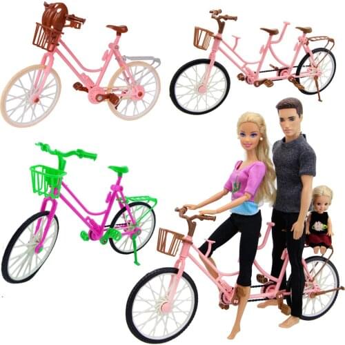 High Quality Plastic Bicycle Beautiful Pink Bicycle Detachable Bike One-seat And Three-seat DIY Accessories for Barbie Doll Toys