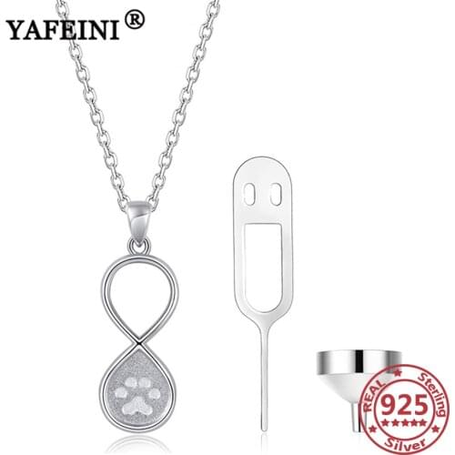 YAFEINI 925 Sterling Silver Infinity&Paw Urn Necklace for Ashes Memorial Necklace Pet Ash Casket Cremation Pendant Urn Necklaces