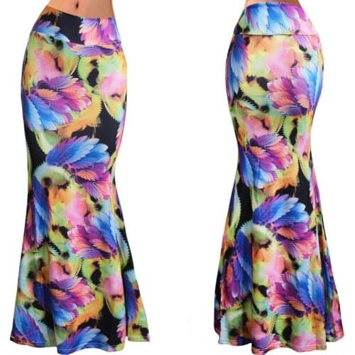 High Waist Long Pencil Skirt Woman New Summer Autumn Skirt Floral Striped Print Boho Maxi Bodycon Womens Skirts Plus Size Black