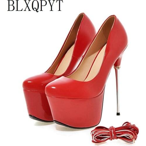 BLXQPYT Sexy Fahsion Big Size 32-43 Round Toe Women Pumps Platform Super High Heels16CM Wedding Party Quality Shoes woman 9-22