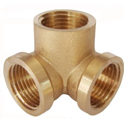 1/2" Female Thread Brass Corner 3 Ways Pipe Fitting Adapter Coupler Connector Water Gas Oil DN15