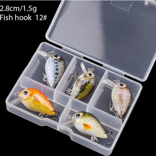 1.5g/2.8cm Mini Crankbait 5pcs Floating Wobblers Fishing Lure Set Wobblers Artificial Bait Fake Fish Hard Lures Minnow Tackle
