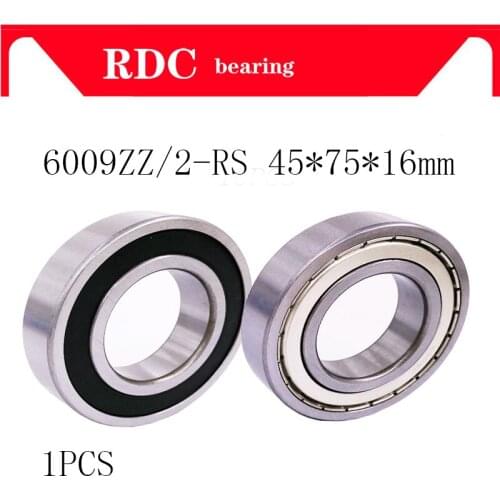 1PCS 6009ZZ 6009 2RS metal shield steel ball bearing 45x75x16mm bearing 45mm diameter deep groove ball bearing
