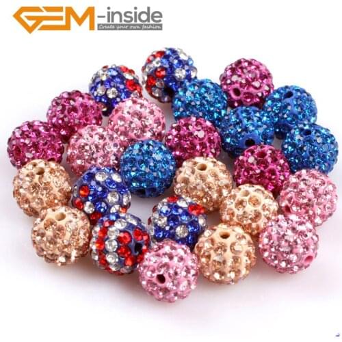 Gem-inside 10mm Crystal Beads White Pave Crystal Ball Beads For Jewelry Making Beads 10 Pcs DIY Christmas Gift