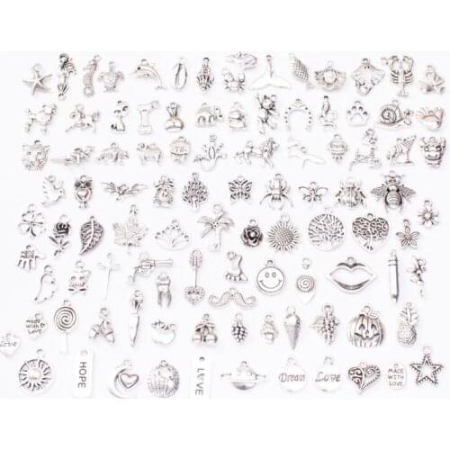 100 plantas y animales mixtos de aleación de zinc colgantes de joyería de bricolaje para hacer collares y accesorios de pulsera