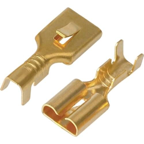 100pcs/200pcs H62 brass tinned 6.3mm automotive terminal Automotive connector female terminal E6.3B