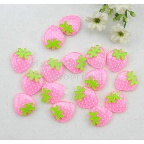 150pcs shiny pink glitter cute Acrylic strawberry flatback lovely kawaii DIY supply for jewelry 18*17mm handicraft sparkle