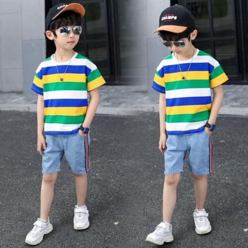 2020 Summer Boys Clothes Sport Suit Kids Clothes Short Sleeve T-Shirt+Pants 2Pcs Teen Children Clothing Set 4 6 8 10 12 13 Years