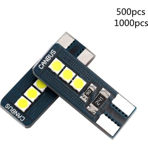 500/1000PCS Car Led T10 3030 6SMD W5W Car Replacement Lights Bulb Lamp Door Lights 168 Led For Car Interior Reading Light white