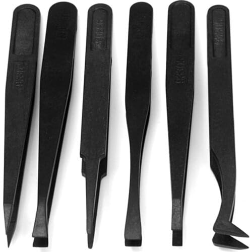 6PC Electronic Precision Tweezer Set Plastic Anti Static Precision Tweezers for Mobile Phone Repair Tools Kit Size 1/2/3/5/6/8