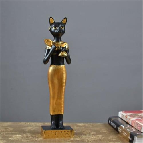 European Style Creative home Decoration accessories Egypt Cat God Bast Resin Statue Patron Saint Astrologer Fortune Cat