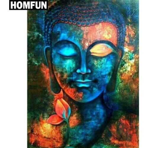 HOMFUN Full Square/Round Drill 5D DIY Diamond Painting "Religious Buddha" Embroidery Cross Stitch 5D Home Decor Gift A03873