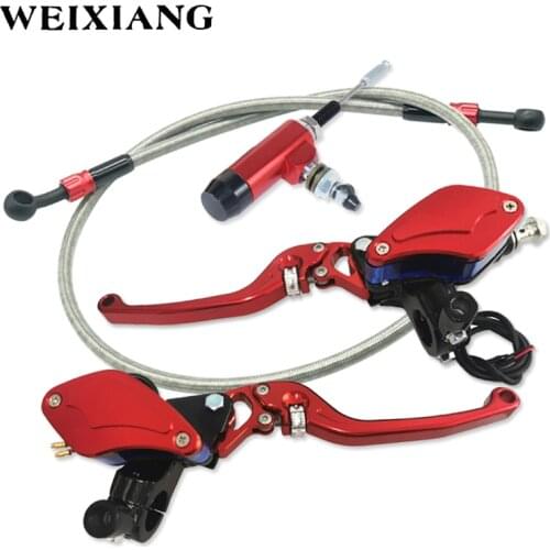 7/8" 22mm CNC Aluminum Motorcycle Brake Clutch Master Cylinder Lever Reservoir Universal with Rod Brake Pump and Oil Hose Line