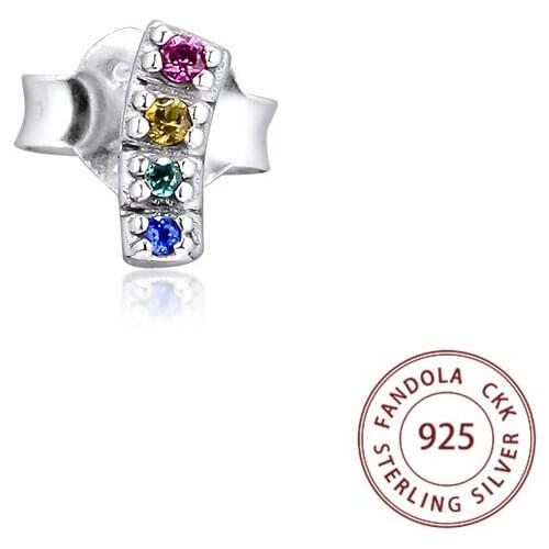 Authentic 925 Sterling Silver Zirconia Earing My Pride Single Stud Earrings for Women Fashion Jewelry pendientes brincos