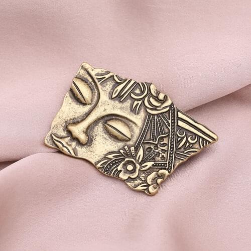 New Vintage Bronze Flower Fairy Portrait People Irregular Brooch Pins Baroque For Women Girls Party Jewelry Gifts Wholesale