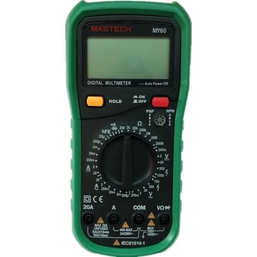 MASTECH MY60 Digital Multimeter DMM AC/DC Voltmeter Ammeter Ohmmeter Tester w/hFE Test Multimetro Ammeter Multitester