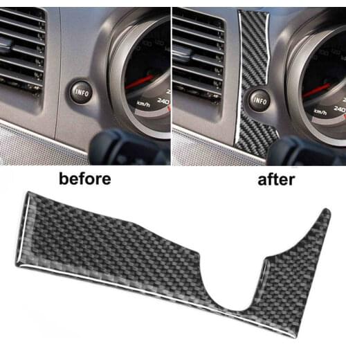 INFO Button Decoration Cover Trim LHD Carbon Fiber Fit for Mitsubishi Lancer 2008 2009 2010 2011 2012 2013 2014 2015 2016