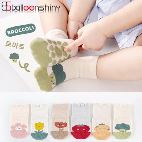 Balleenshiny Childrens Floor Socks for Autumn Winter Silicone Non-slip Newborn Baby Toddler Socks Cartoon Kids Socks Cotton